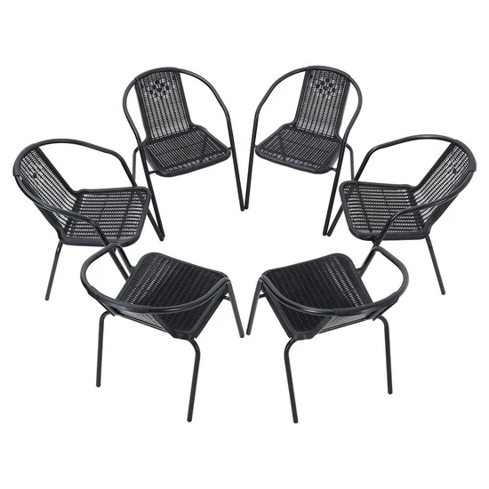 Set of 6 Stackable Outdoor Dining Chairs – All-Weather Patio Side Chairs