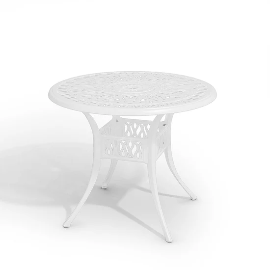 Round Metal Garden Bistro Table with Parasol Hole – Outdoor Patio Dining Table